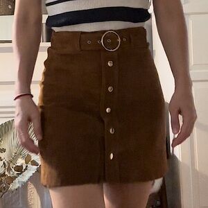 ZARA 100% Genuine Leather Suede Skirt, Size XS